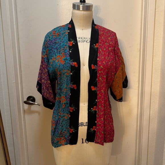 Patchwork Floral Short kimono Top - Vintage - Picture 1 of 6
